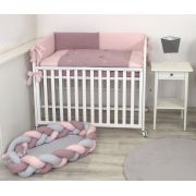 Amy - Lenjerie 3 Piese Cu Protectie Laterala Fluturasi Din Bumbac, 120x60 Cm, Rose Pjb81216