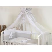 Amy - Lenjerie 3 Piese Cu Protectie Laterala Bear Heart Din Bumbac, 120x60 Cm, Gri Pjb68926