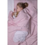 Amy - Lenjerie 3 Piese Cu Protectie Laterala Elefant Din Bumbac, 120x60 Cm, Roz Pjb81334