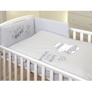 Amy - Lenjerie 3 Piese Cu Protectie Laterala Little Hero Din Bumbac, 120x60 Cm, Gri Pjb80519