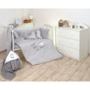 Amy - Lenjerie 3 Piese Cu Protectie Laterala Little Hero Din Bumbac, 120x60 Cm, Gri Pjb80519