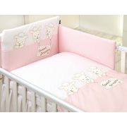 Amy - Lenjerie 3 Piese Cu Protectie Laterala Sweet Dreams Din Bumbac, 120x60 Cm, Roz Pjb66034