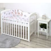 Set Lenjerie Din Bumbac Cu Protectie Laterala Pentru Pat Bebe 120 X 60 Cm, Caprioara Boho Alb, Amy Pjb81992