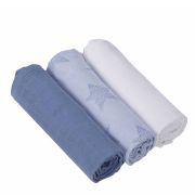 Set 3 paturici de muselina albastru Clevamama 3540 SUPclvm_3540