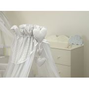 Amy - Baldachin Din Tul, Bear Heart Gri, Suport De Prindere Inclus, 600x160 Cm Pjb68953+s