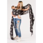 Wrap tesut isara philodendra black denim