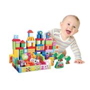 Blocuri de lemn educationale ecotoys 100 de piese ferma edeedisr19004