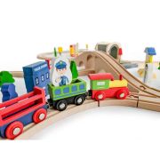 Jucarie cale ferata din lemn cu tren cu baterii ecotoys hm015147, 69 elemente, multicolor edeedihm015147
