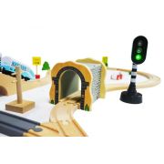 Jucarie cale ferata din lemn cu tren cu baterii ecotoys hm015147, 69 elemente, multicolor edeedihm015147