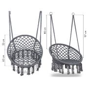 Leagan suspendat pentru interior/exterior, cu spatar, cuib de barza, gri, gw-076 edeedigw-076grey