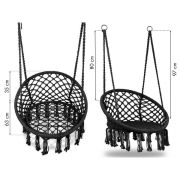 Leagan suspendat pentru interior/exterior, cu spatar, cuib de barza, negru, gw-076 edeedigw-076black