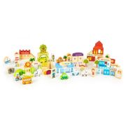 Blocuri din lemn ecotoys hm015501 zoo - 120 elemente edeedihm015501