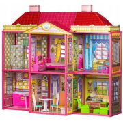 Casuta de papusi, cu 128 de elemente din carton si plastic, ecotoys hc33423 edeedihc33423