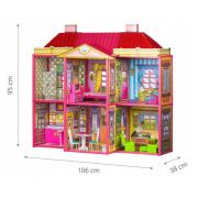 Casuta de papusi, cu 128 de elemente din carton si plastic, ecotoys hc33423 edeedihc33423