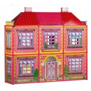 Casuta de papusi, cu 128 de elemente din carton si plastic, ecotoys hc33423 edeedihc33423