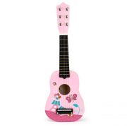 Chitara din lemn pentru copii cu corzi metalice ecotoys f018pink edeedifo18pink