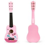 Chitara din lemn pentru copii cu corzi metalice ecotoys f018pink edeedifo18pink
