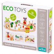 Circuit din lemn cale ferata din 78 piese ecotoys hm008999 edeedihm008999