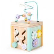 Cub educational din lemn cu labirint si sortator ecotoys hm015472 edeedihm015472