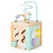 Cub educational din lemn cu labirint si sortator ecotoys hm015472 edeedihm015472