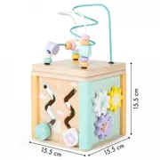 Cub educational din lemn cu labirint si sortator ecotoys hm015472 edeedihm015472