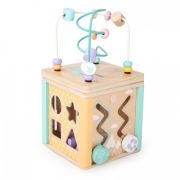 Cub educational din lemn cu labirint si sortator ecotoys hm015472 edeedihm015472
