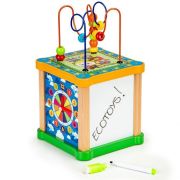 Cub educational din lemn cu tabla ecotoys hm015473 edeedihm015473