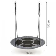 Leagan pentru copii rotund, tip cuib de barza, suspendat, 100 cm, ecotoys mir6001 - gri edeedimir6001gray