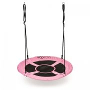 Leagan pentru copii rotund, tip cuib de barza, suspendat, 100 cm, ecotoys mir6001 - roz edeedimir6001pink