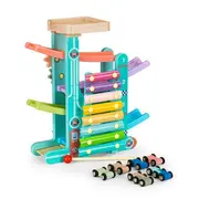 Rampa din lemn cu 6 masinute si tambal ecotoys me115 edeedime115