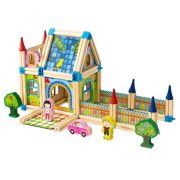 Set de constructii casa 6 in 1 din blocuri din lemn ecotoys ma429 edeedima429