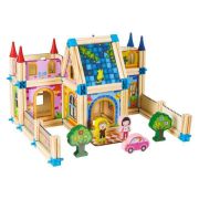 Set de constructii casa 6 in 1 din blocuri din lemn ecotoys ma429 edeedima429