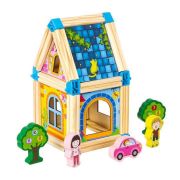 Set de constructii casa 6 in 1 din blocuri din lemn ecotoys ma429 edeedima429