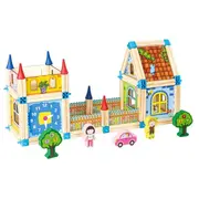 Set de constructii casa 6 in 1 din blocuri din lemn ecotoys ma429 edeedima429