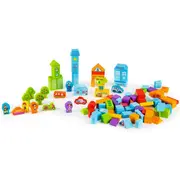 Set educational cu blocuri din lemn 100 piese orasel ecotoys sr19001 edeedisr19001