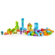 Set educational cu blocuri din lemn 100 piese orasel ecotoys sr19001 edeedisr19001