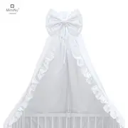 MimiNu - Baldachin din tull, pentru patut, cu funda si volan, 210x145 cm, Alb BYN6426972006828