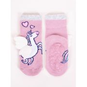 Sosete flausate cu talpa antiderapanta pentru fetite cu elemente / tesatura 3D SKA-29G