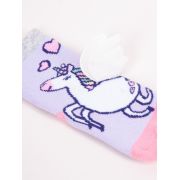 Sosete flausate cu talpa antiderapanta pentru fetite cu elemente / tesatura 3D SKA-29G