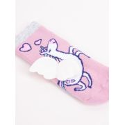 Sosete flausate cu talpa antiderapanta pentru fetite cu elemente / tesatura 3D SKA-29G