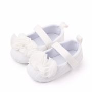 Pantofiori albi cu floricele din tulle aplicate ADd2429-5-p01.9-12 luni (Marimea 20 incaltaminte)