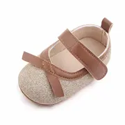 Pantofiori aurii cu fundita maro ADd2665-2-p4