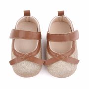 Pantofiori aurii cu fundita maro ADd2665-2-p4