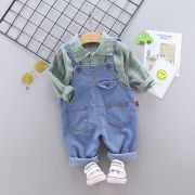 Salopeta din blugi si camasuta verde (Marime Disponibila: 18-24 luni) ADHQ326-3
