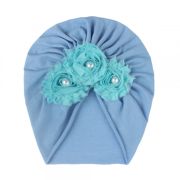 Caciulita tip turban cu floricele cu perlute aplicate MBx-19068-CT6