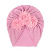 Caciulita tip turban cu floricele cu perlute aplicate MBx-19068-CT6