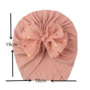 Caciulita tip turban cu fundita din tulle aplicata (Marime Disponibila: 6-9 luni (Marimea 19 incaltaminte), Culoare: Mov) MBx-21005-c1