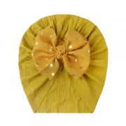 Caciulita tip turban cu fundita din tulle aplicata (Marime Disponibila: 6-9 luni (Marimea 19 incaltaminte), Culoare: Mov) MBx-21005-c1