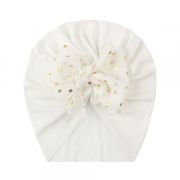 Caciulita tip turban cu fundita din tulle aplicata (Marime Disponibila: 6-9 luni (Marimea 19 incaltaminte), Culoare: Mov) MBx-21005-c1