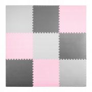Salteluta de joaca tip puzzle 180 x 180 cm ricokids 7498 - roz - gri edeedi7498